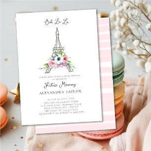 Invitation Parties scintillant Eiffel Paris Floral Rose Girl