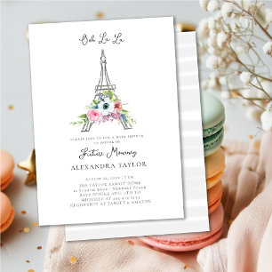 Invitation Parties scintillant Eiffel Paris Rustic Bouquet Ba