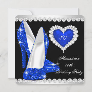 Invitation Parties scintillant élégante Cobalt Blue Coeur Cha