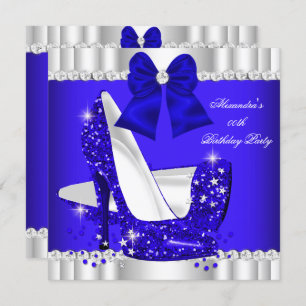 Invitation Parties scintillant élégante Royal Blue Silver Hig