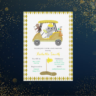 Invitation Parties scintillant Elephant & Monkey Golf Baby sh