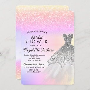 Invitation Parties scintillant en argent Bokeh robe Ombre Fêt