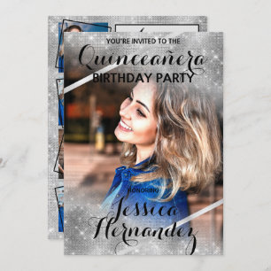 Invitation Parties scintillant en argent Coins de séquence Ph