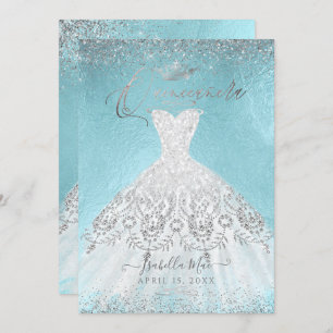 Invitation Parties scintillant en argent de Quinceanera, do-i