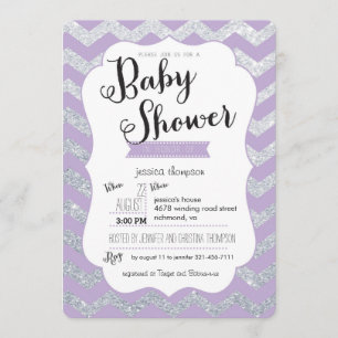 Invitation Parties scintillant en argent et Baby shower  pour
