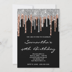 Invitation Parties scintillant en argent et en or Rose  Drive