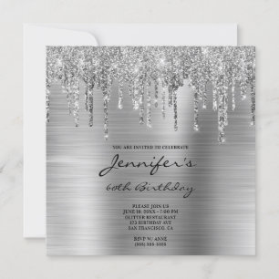 Invitation Parties scintillant en argent et Foil 60e annivers