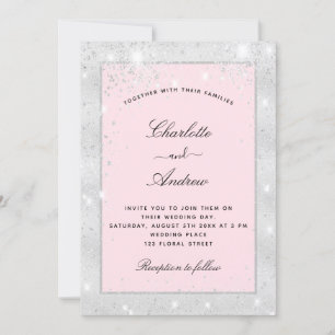 Invitation parties scintillant en argent mariage
