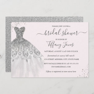 Invitation Parties scintillant en argent Mariage robe Fête de