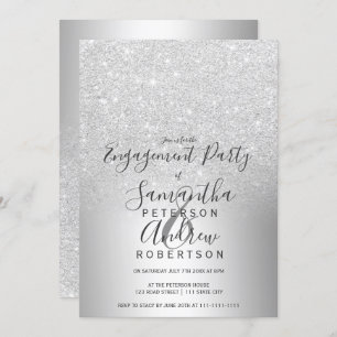 Invitation Parties scintillant en argent ombre fiançailles en