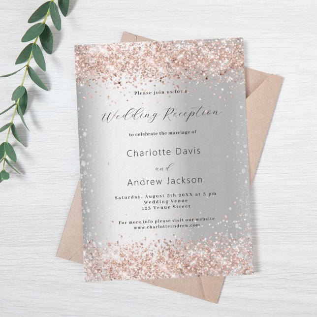 Invitation Parties scintillant en argent rose or de luxe réce (Créateur téléchargé)