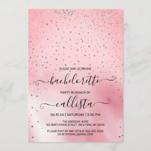 Invitation Parties scintillant en argent rose princesse Confe