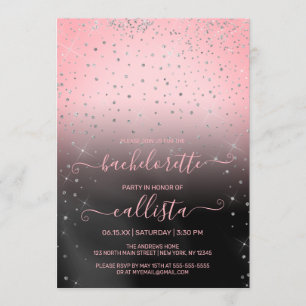 Invitation Parties scintillant en argent rose princesse Confe