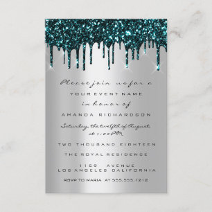 Invitation Parties scintillant en argent Turquoise Fête des m