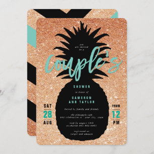 Invitation Parties scintillant en cuivre Pineapple Couple Inv