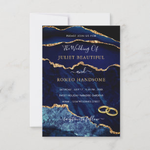 Invitation Parties scintillant en marbre bleu marine