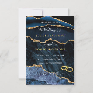 Invitation Parties scintillant en marbre bleu marine