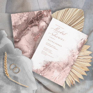 Invitation Parties scintillant en marbre Mariage Rose Gold ID