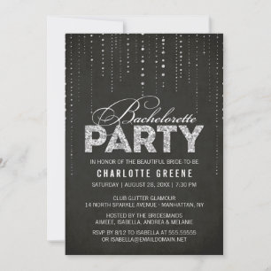 Invitation Parties scintillant en noir et argent Look Bachelo