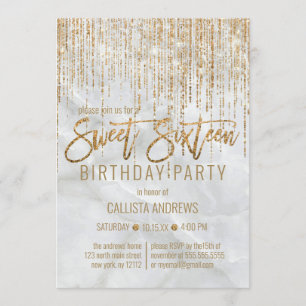 Invitation Parties scintillant en or blanc de luxe Pearl Marb