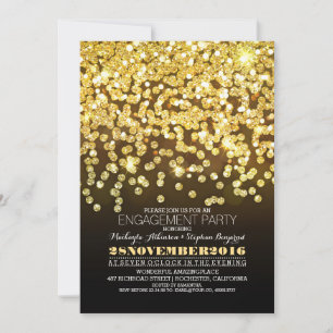 Invitation parties scintillant en or lampes à cordes partie f