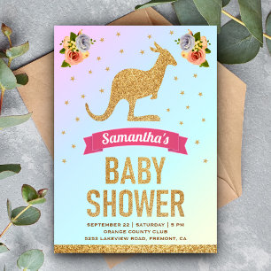 Invitation Parties scintillant en or Magique Cute Baby shower