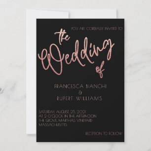 Invitation Parties scintillant en or noir et Rose Mariage Art