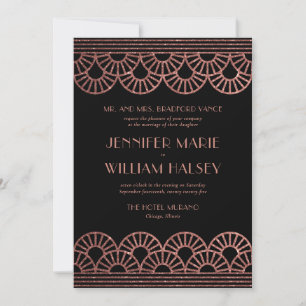 Invitation Parties scintillant en or noir et Rose Mariage de