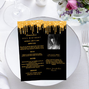 Invitation Parties scintillant en or noir gouttes photo Bio C