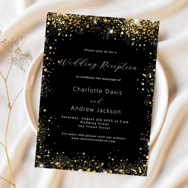 Invitation Parties scintillant en or noir réception de mariag (Créateur téléchargé)