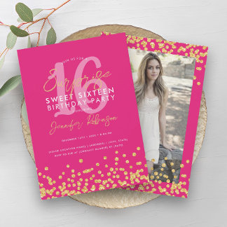 Invitation Parties scintillant en or rose chaud Photo Surpris