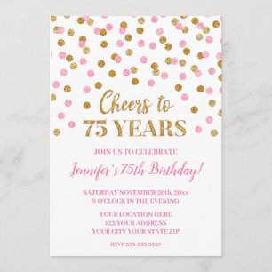 Invitation Parties scintillant en or rose Confetti encourage