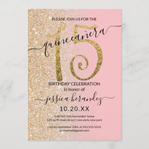Invitation Parties scintillant en or rose moderne fille Ombre
