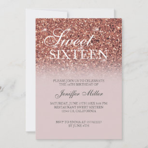 Invitation parties scintillant en or rose Nom personnalisé   