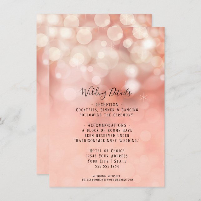 Invitation Parties scintillant en or rose vierge Twinkles lum (Devant / Derrière)