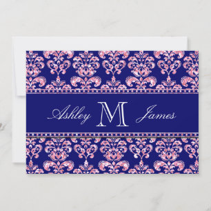 Invitation Parties scintillant en rose imprimée Navy Blue Mar