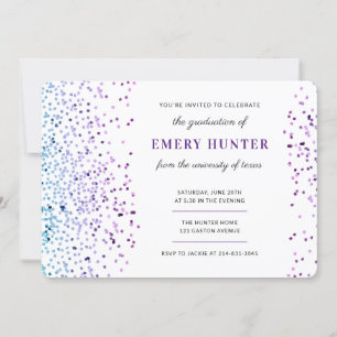 Invitation Parties scintillant éparse Bleu et pourpre Graduat