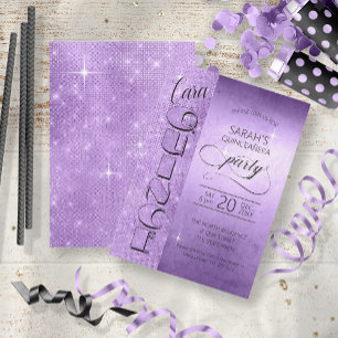 Invitation Parties scintillant et brille Quinceanera Violet I