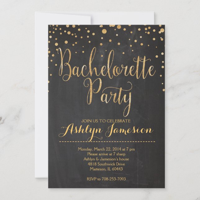 Invitation Parties scintillant étincelante bachelorette Fête  (Devant)