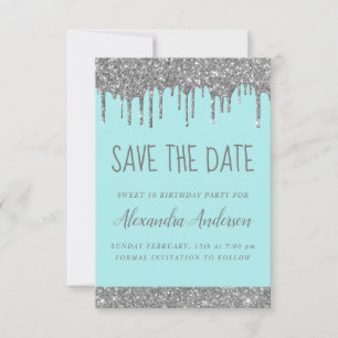 Invitation Parties scintillant étincelante en argent Sweet 16