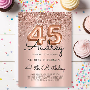 Invitation Parties scintillant Étincelle Rose Gold Balloon 45