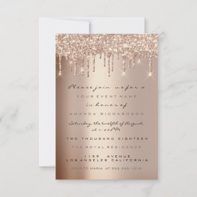 Invitation Parties scintillant étincelle Rose  Gold Bridal Sw (Devant)