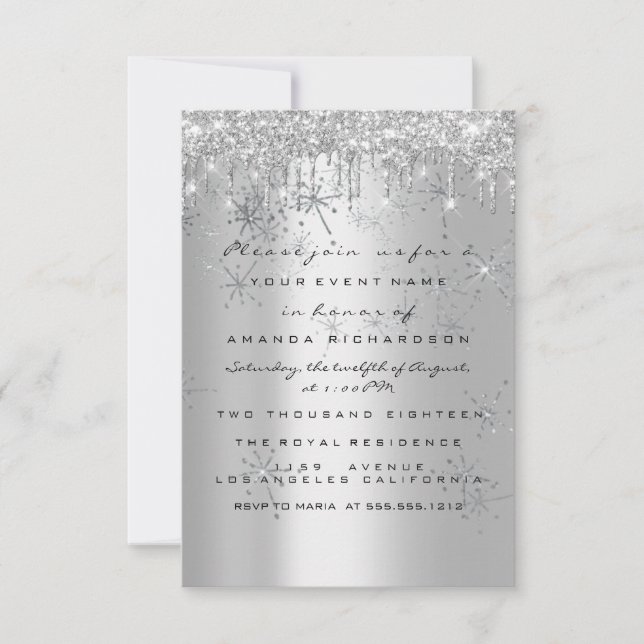 Invitation Parties scintillant étincelle Rose Silver Bridal S (Devant)