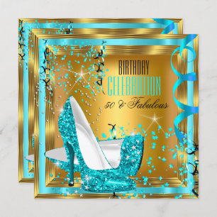 Invitation Parties scintillant fabuleuse Turquoise talons d'o