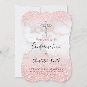Invitation parties scintillant faux rose sur marbre Confirmat