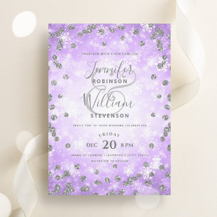 Invitation Parties scintillant Festive Argent Violet Mariage