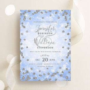 Invitation Parties scintillant Festive Silver Blue Mariage d'
