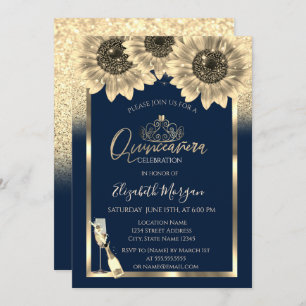 Invitation Parties scintillant, Fleurs de soleil, Verre Tiara