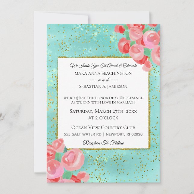 Invitation *~* Parties scintillant Florale Abstraite moderne (Devant)