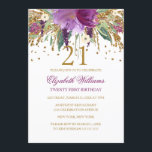 Invitation Parties scintillant florale Étincelle Améthyste 21<br><div class="desc">Plus d'invitations à fêtes florales dans le magasin Little Bayleigh! Nous avons utilisé des oeuvres d'art de : www.createthecut.com</div>